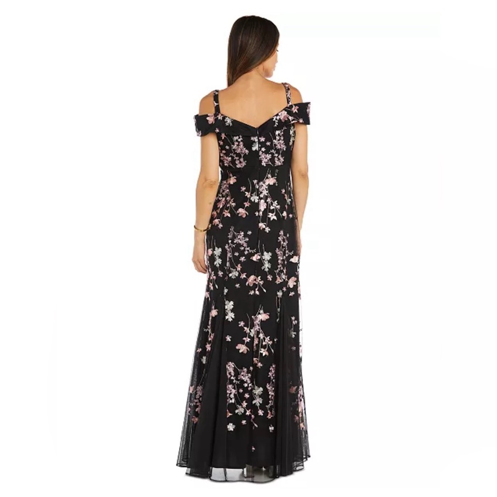 Floral Cold-Shoulder Mermaid Gown - Picture 2 of 6